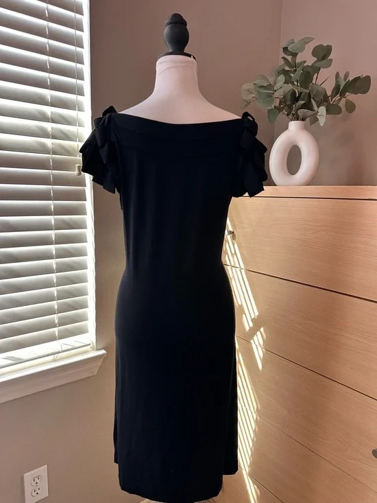 Black Boat Neck Midi Dress - Picture 4 of 6